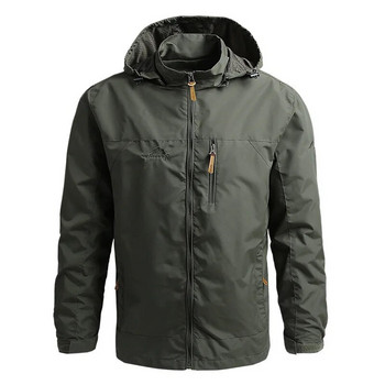 Ανδρικό μπουφάν με φερμουάρ με κουκούλα, Casual, αντιανεμικό, αδιάβροχο παλτό κάμπινγκ Oversized Softshell Military Jackets Ανδρικά ρούχα 7XL