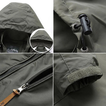 Ανδρικό μπουφάν με φερμουάρ με κουκούλα, Casual, αντιανεμικό, αδιάβροχο παλτό κάμπινγκ Oversized Softshell Military Jackets Ανδρικά ρούχα 7XL