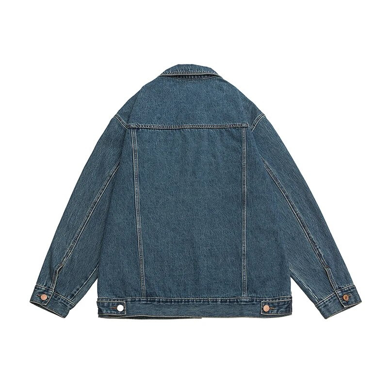 2023. őszi új férfi farmer dzseki, laza alkalmi japán utcai trendkabátok fekete kék divatos utcai ruházat nagy méretű M-5XL