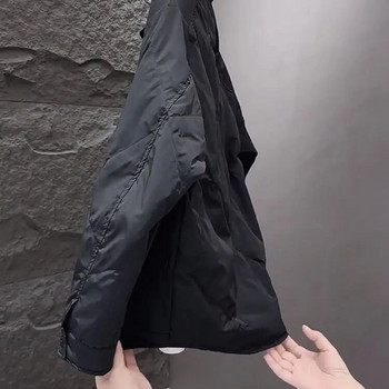 Ανδρικό χειμερινό ελαφρύ πουπουλένιο παλτό 2023 Νέο κορεατικό vintage Harajuku μονόχρωμο μπουφάν σχεδιαστής ανδρικών ρούχων