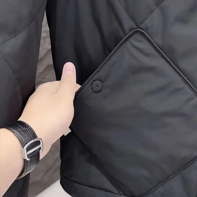 Jachetă de iarnă ușoară de puf pentru bărbați 2023, noua jachetă coreeană vintage Harajuku, de culoare solidă, îmbrăcăminte de designer, haină largi de iarnă pentru bărbați