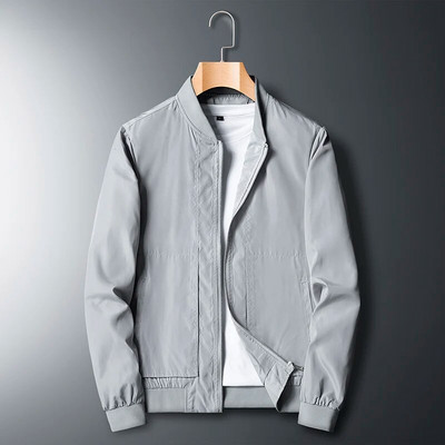 Jachetă bombardier solidă pentru bărbați, la modă, cu fermoar, haine pentru bărbați, slim fit, pentru colegiu, lux, pentru pilot, pentru baseball, pentru bărbați, jachetă de top, haină