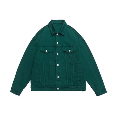 Jachetă de blugi pentru bărbați largi, îmbrăcăminte de stradă supradimensionată, la modă Harajuku, 100% bumbac, o jachetă ocazională, toamnă, roz, alb, verde, haine de cuplu