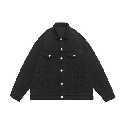 Jachetă de blugi pentru bărbați largi, îmbrăcăminte de stradă supradimensionată, la modă Harajuku, 100% bumbac, o jachetă ocazională, toamnă, roz, alb, verde, haine de cuplu