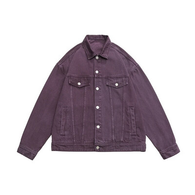 Jachetă de blugi pentru bărbați largi, îmbrăcăminte de stradă supradimensionată, la modă Harajuku, 100% bumbac, o jachetă ocazională, toamnă, roz, alb, verde, haine de cuplu