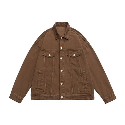 Jachetă de blugi pentru bărbați largi, îmbrăcăminte de stradă supradimensionată, la modă Harajuku, 100% bumbac, o jachetă ocazională, toamnă, roz, alb, verde, haine de cuplu