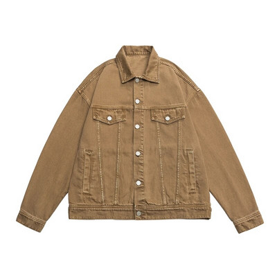 Jachetă de blugi pentru bărbați largi, îmbrăcăminte de stradă supradimensionată, la modă Harajuku, 100% bumbac, o jachetă ocazională, toamnă, roz, alb, verde, haine de cuplu