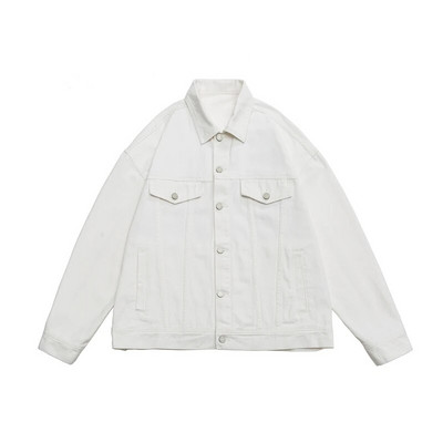 Jachetă de blugi pentru bărbați largi, îmbrăcăminte de stradă supradimensionată, la modă Harajuku, 100% bumbac, o jachetă ocazională, toamnă, roz, alb, verde, haine de cuplu