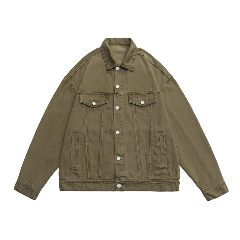 Jachetă de blugi pentru bărbați largi, îmbrăcăminte de stradă supradimensionată, la modă Harajuku, 100% bumbac, o jachetă ocazională, toamnă, roz, alb, verde, haine de cuplu