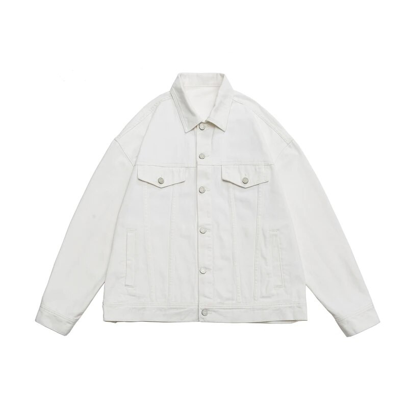 Jachetă de blugi pentru bărbați largi, îmbrăcăminte de stradă supradimensionată, la modă Harajuku, 100% bumbac, o jachetă ocazională, toamnă, roz, alb, verde, haine de cuplu