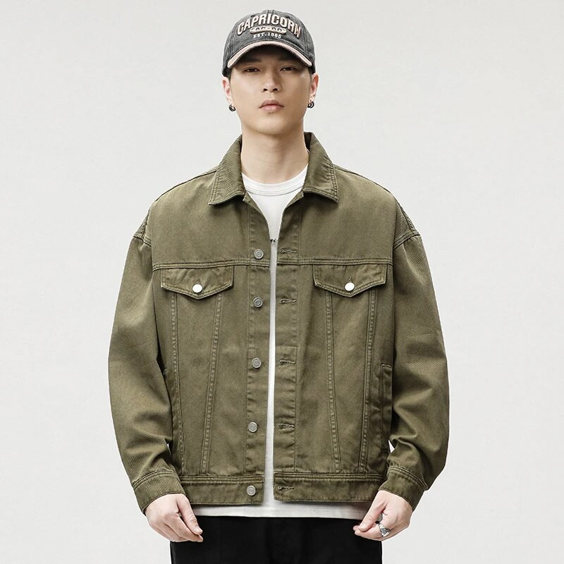 Jachetă de blugi pentru bărbați largi, îmbrăcăminte de stradă supradimensionată, la modă Harajuku, 100% bumbac, o jachetă ocazională, toamnă, roz, alb, verde, haine de cuplu