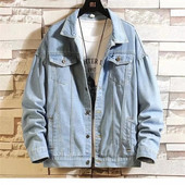 Džinsinė striukė Vyriški gatvės drabužiai Džinsinės striukės Bomber Striukės Paltas Vyriškas Vintažinis Mėlynas Vyriški viršutiniai drabužiai Vienpusė džinsinė striukė