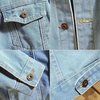 Jean Jacket Ανδρικά Streetwear Denim Bomber Jackets Παλτό Ανδρικά Vintage Μπλε Ανδρικά Πανωφόρια Μονόστομο Τζιν μπουφάν