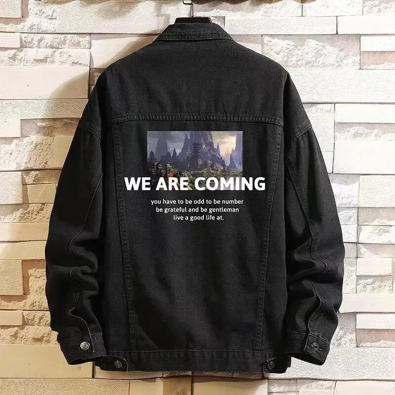 Džinsinė striukė Vyriški gatvės drabužiai Džinsinės striukės Bomber Striukės Paltas Vyriškas Vintažinis Mėlynas Vyriški viršutiniai drabužiai Vienpusė džinsinė striukė