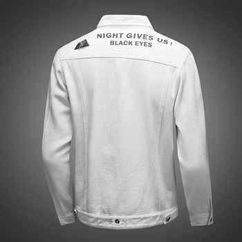 Νέα λευκά γράμματα εμπριμέ τζιν μπουφάν Ανδρικά casual παλτό Φαρδύ Μοτοσικλέτα Jean Coat Streetwear Ανδρικά Πανωφόρια Plus μέγεθος 5xl