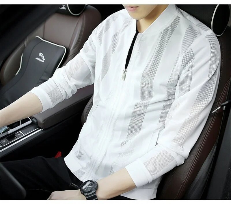 Jachetă Bărbați Guler Baseball Protecție solară Jachetă pentru bărbați Jachetă Bărbat Femeie Conducere Ciclism Rochie Femei Negru Alb 5XL