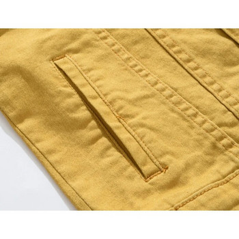 Φθινοπωρινό νέο πολύχρωμο ανδρικό κοκαλιάρικο τεντωμένο τζιν μπουφάν Κορεατικής μόδας Λεπτό Κίτρινο Μαύρο Λευκό Ροζ Streetwear Ανδρικό Jean