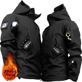 Shark Skin Soft Shell Tactical Jacket Men Fleece Army Στρατιωτικό αδιάβροχο Combat Ανδρικά μπουφάν με κουκούλα κυνηγιού Ανεμοδράστες
