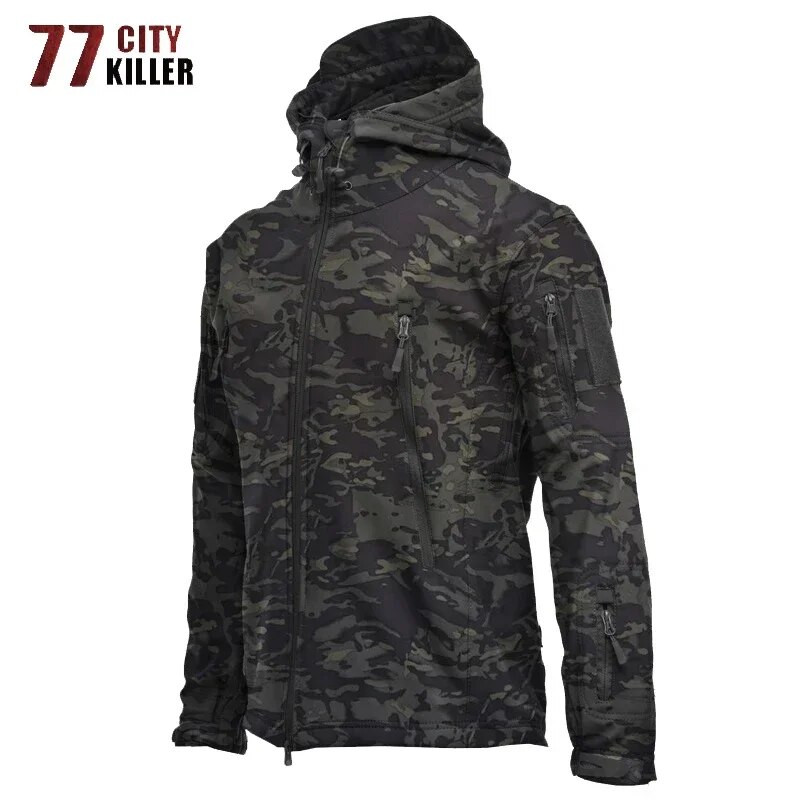 Shark Skin Soft Shell Taktička jakna Muška runovojna vojna vodootporna borbena muška jakna s kapuljačom Lovačke vjetrovke