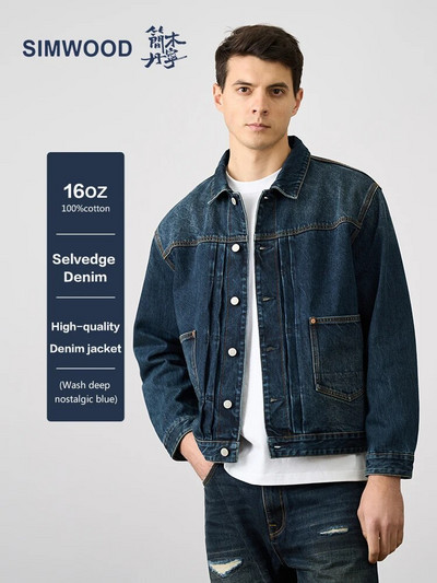 SIMWOOD High Standard Series 2024 Spring New Regular Fit 16OZ Selvedge Denim Jackets Мъжки Дамски висококачествени дрехи