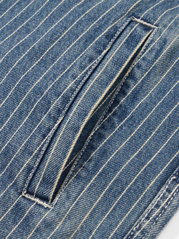 SIMWOOD High Strandard Series 2024. Proljetne nove prevelike jakne od 12,5 OZ tkanine s okomitim prugama od trapera