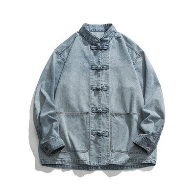Stil chinezesc, largi, plus, haină denim de primăvară toamnă vintage casual de înaltă calitate jachete cu guler ridicat pentru îmbrăcăminte pentru bărbați
