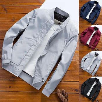 Ежедневно мъжко палто Тънко удобно мъжко яке с дизайн с мек цип Бомбер яке Easy Match