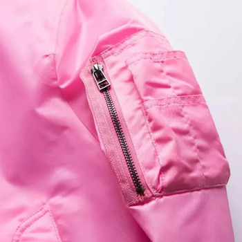 Ανδρικό ροζ μπουφάν μπουφάν με καπιτονέ / Λεπτά μπουφάν αεροπόρου με φερμουάρ και μανίκια με φερμουάρ γιακά μπουφάν μπέιζμπολ σε στυλ Japan