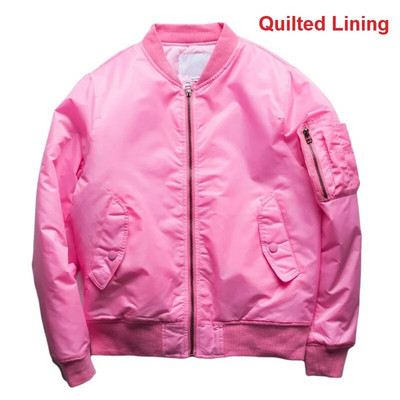 Bărbați Jachetă bomber roz Jachete matlasate/subțiri de aviator Mâneci cu fermoar Buzunar Guler în stil japonez Jachetă de baseball portocalie