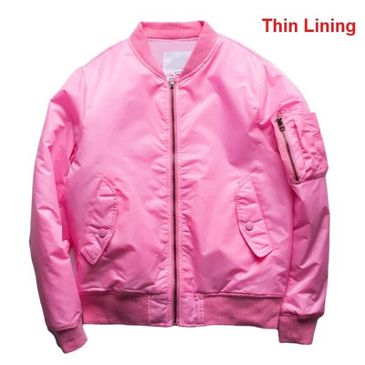 Bărbați Jachetă bomber roz Jachete matlasate/subțiri de aviator Mâneci cu fermoar Buzunar Guler în stil japonez Jachetă de baseball portocalie