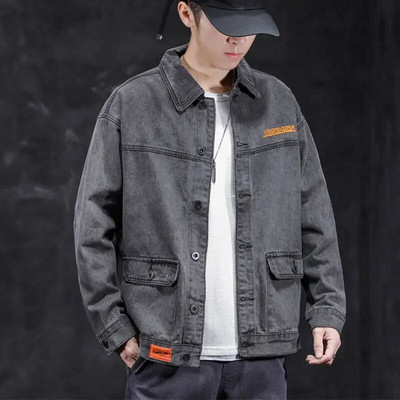 Jachetă de blugi pentru bărbați Cargo Jachete din denim lejer Bărbat Umeri lați Iarna Oversize la cel mai mic preț Îmbrăcăminte pentru bărbați de marcă Mărime mare L Nou