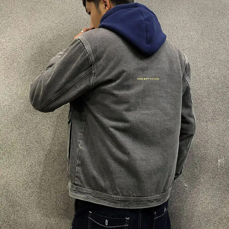 Jachetă de blugi pentru bărbați Cargo Jachete din denim lejer Bărbat Umeri lați Iarna Oversize la cel mai mic preț Îmbrăcăminte pentru bărbați de marcă Mărime mare L Nou