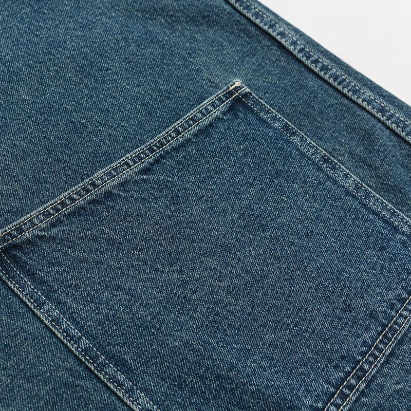 Vintage otrcana muška traper jakna širokih velikih džepova Ležerna jesenska gornja odjeća Trendi muški jeans kaputi Ulična crno plava