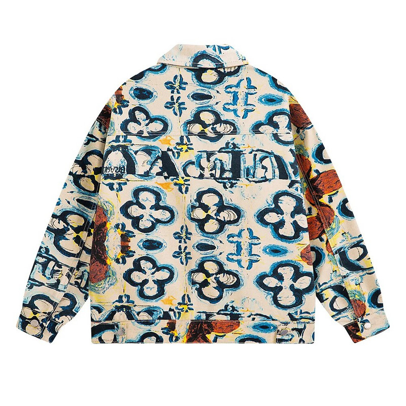 Jachetă de blugi cu imprimeu flori pentru bărbați