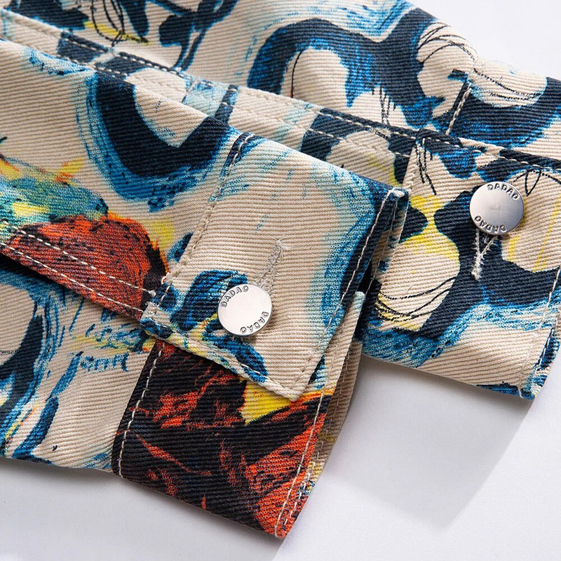 Jachetă de blugi cu imprimeu flori pentru bărbați