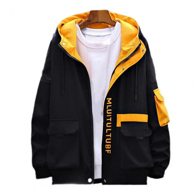 Svestrana trendi jesen-zima patchwork jakna s kapuljačom u boji, debela muška jakna, dnevna odjeća s elastičnim porubom
