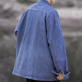 Свободно дънково палто в китайски стил с голям размер за мъжко облекло Висококачествено яке Harajuku Fashion Casual Jacket Vintage Tops Men