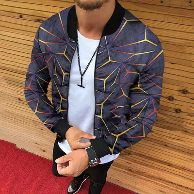 Jachetă cu guler de baseball pentru bărbați haine de primăvară pentru bărbați noi Jachete bomber cu imprimeu cu leu Îmbrăcăminte de exterior Chamarras Para Hombre 남성의류