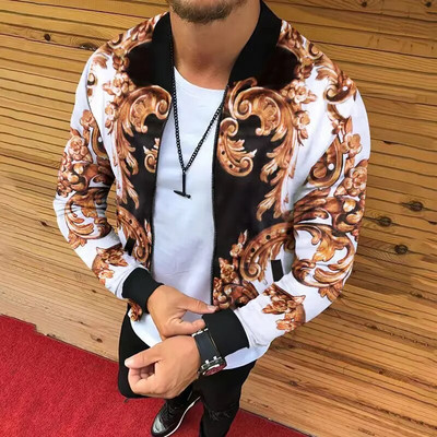 Jachetă cu guler de baseball pentru bărbați haine de primăvară pentru bărbați noi Jachete bomber cu imprimeu cu leu Îmbrăcăminte de exterior Chamarras Para Hombre 남성의류