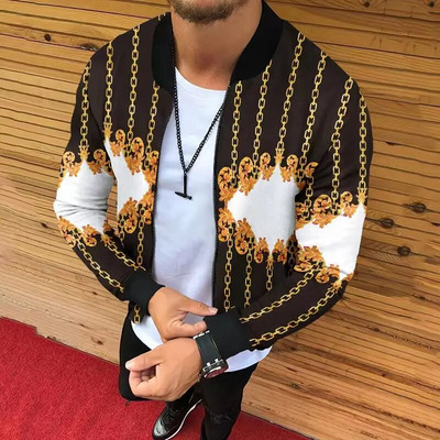 Jachetă cu guler de baseball pentru bărbați haine de primăvară pentru bărbați noi Jachete bomber cu imprimeu cu leu Îmbrăcăminte de exterior Chamarras Para Hombre 남성의류