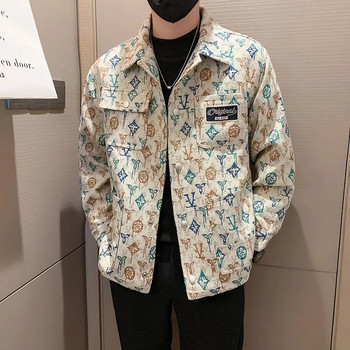 Φθινοπωρινό KPOP Fashion Style Harajuku Slim Fit Μπλούζες Loose All Match Casual τσέπες με πέτο με εμπριμέ μακρυμάνικο μπουφάν