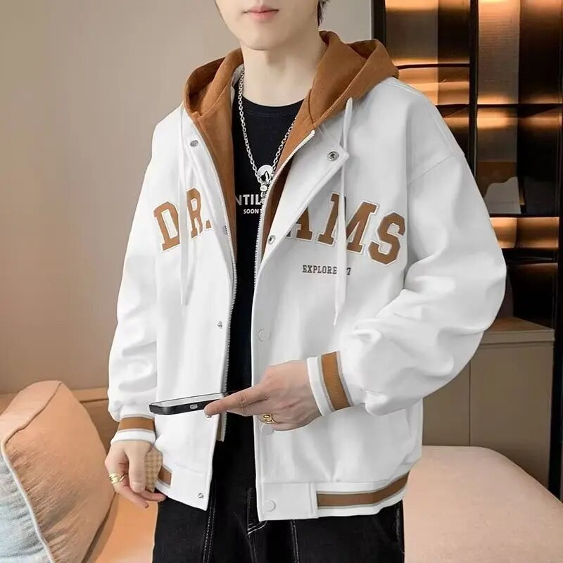 Jachetă cargo cu buzunare cu glugă pentru bărbați Îmbrăcăminte pentru bărbați de înaltă calitate, iarnă, toamnă, moda japoneză, haină largi pentru bărbați, jerseu de baseball cu glugă