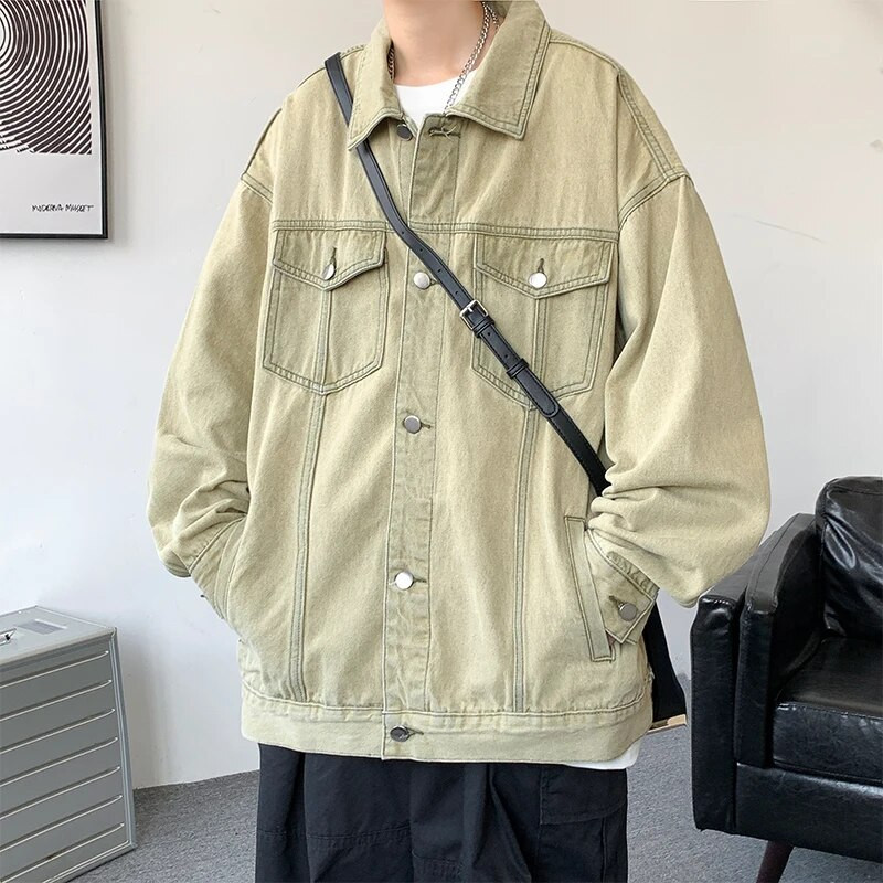 LAPPSTER-Youth Vintage šarene šik korejske modne traper jakne Japanska ulična traper jakna Sveučilišne jakne Crni traper