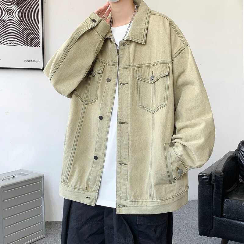 LAPPSTER-Youth Vintage šarene šik korejske modne traper jakne Japanska ulična traper jakna Sveučilišne jakne Crni traper