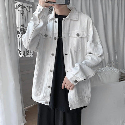 LAPPSTER-Youth Korean Fashions Windbreaker Jackets 2023 Y2k Streetwear Есенни дънкови якета Палта Vintage Hole Black Jean Jacket