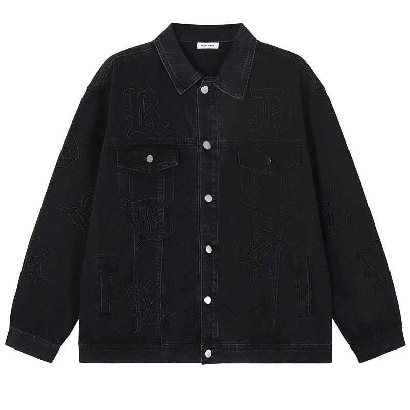 Muške jeans jakne Streetwear Hip Hop Bomber kaputi s izvezenim slovima Ženske Harajuku modne ležerne široke traper jakne Crnoplave