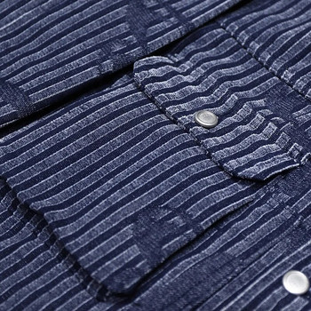Μόδα ριγέ βαμβακερό ανδρικό τζιν μπουφάν High Street Τσέπη Cargo Ανδρικό φαρδύ τζιν παλτό με πέτο αμερικανικού στυλ