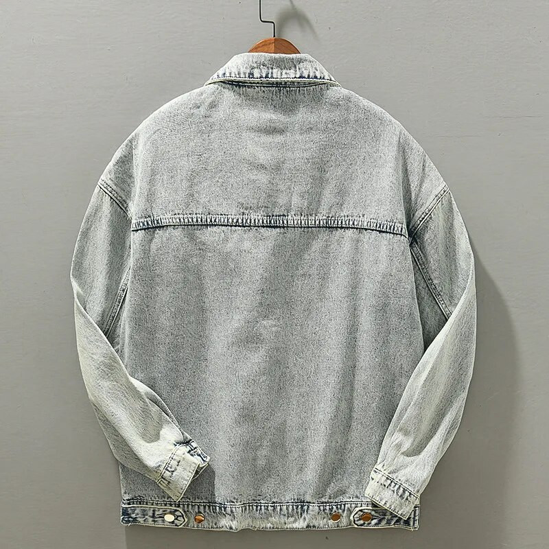 Pánske džínsové bundy veľkosti 5XL, veľké, denné, všestranné, zimné, jesenné, vintage, s viacerými vreckami, dlhým rukávom, ležérne, voľné, s klopou, bavlnené kabáty