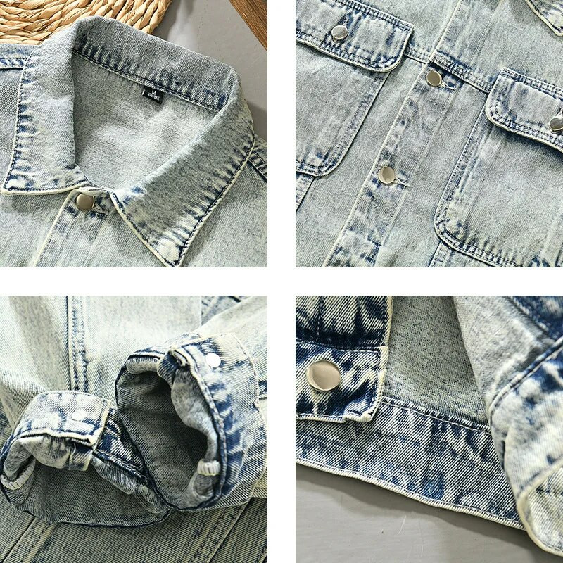 Pánske džínsové bundy veľkosti 5XL, veľké, denné, všestranné, zimné, jesenné, vintage, s viacerými vreckami, dlhým rukávom, ležérne, voľné, s klopou, bavlnené kabáty