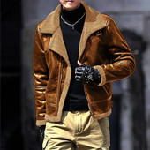 Klasične kožne jakne s vunenom podstavom za muškarce, uske PU kaputi s dugim rukavima i kopčom od flisa, zimska debela topla gornja odjeća za motocikle